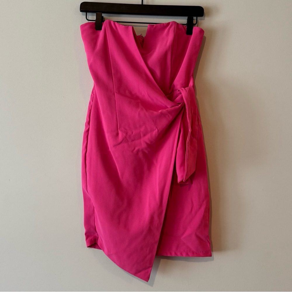 Fashion Nova Overlap Tie Waist Mini Tube Dress